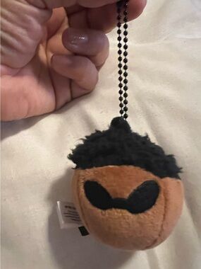 Plush Acorn Face Keychain with Black Bead Chain